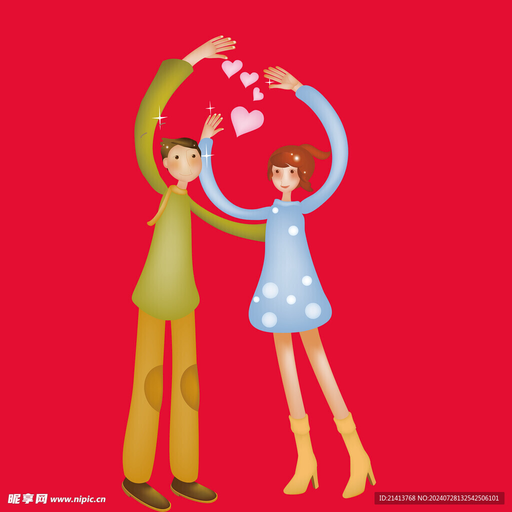 手绘情侣恋人