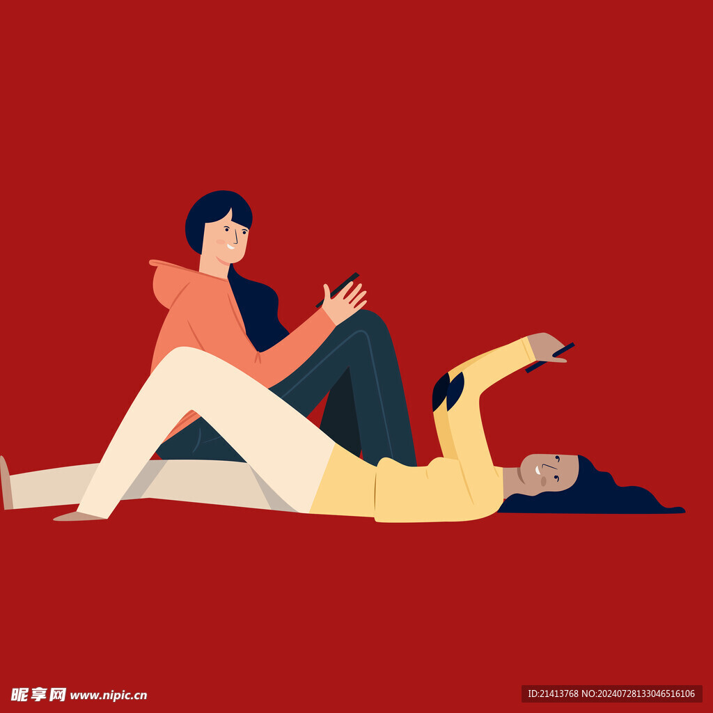 手绘情侣恋人