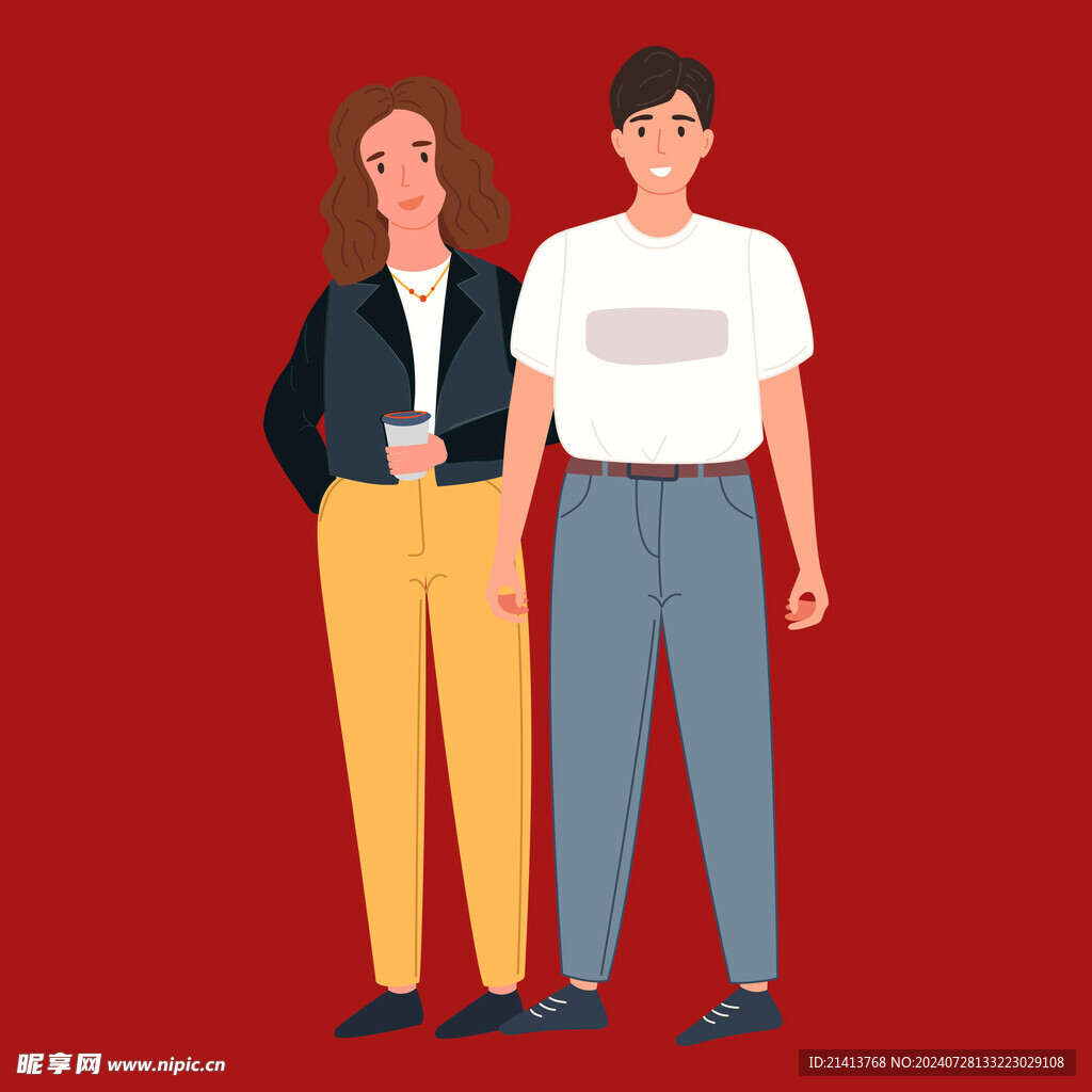 手绘情侣恋人