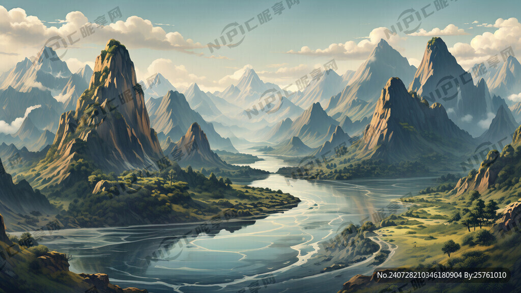 延绵的山川 蜿蜒曲折的河流