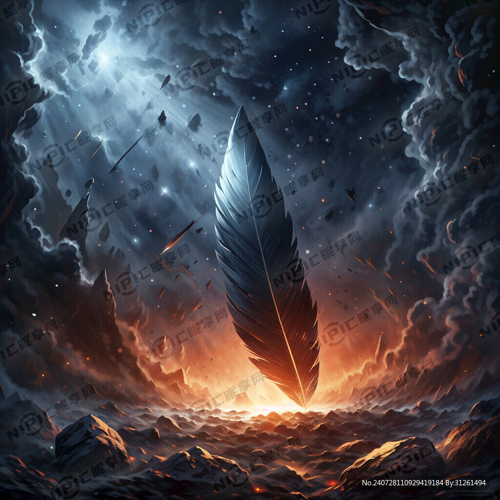 黑暗 光明 陨石 羽毛 背景