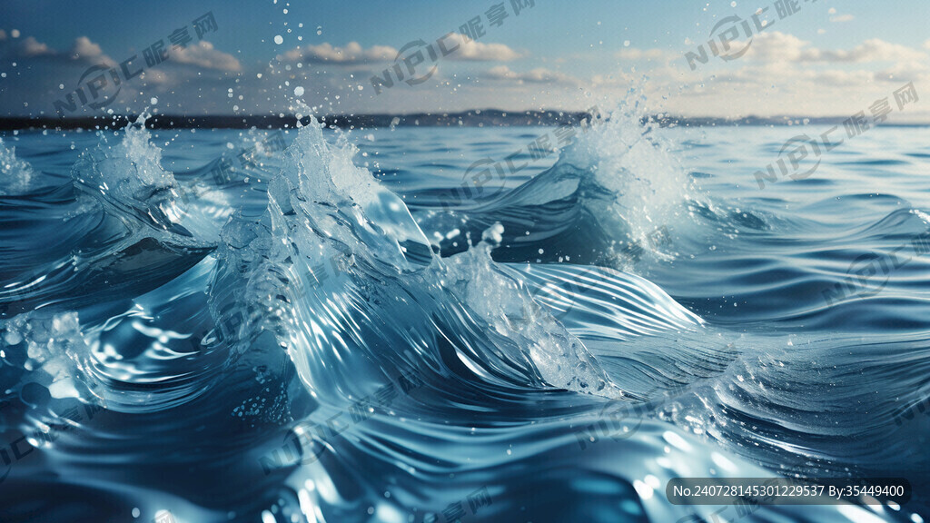 淡蓝色科技感水波纹海面
