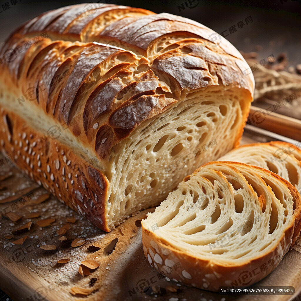 面包切片 看见面包纹理细节
