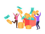 卡通扁平金融理财元素人物金币
