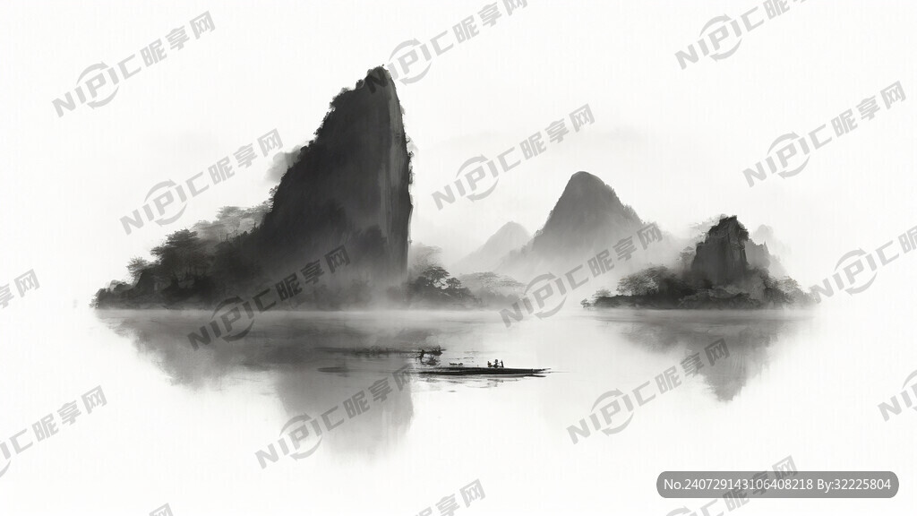 咖啡杯 中国风 中国画 山水