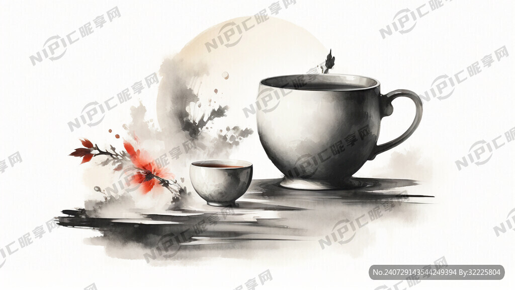 咖啡杯 中国画 高清 艺术