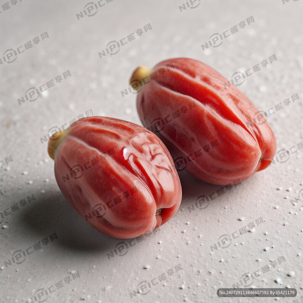 2粒单独新鲜的枸杞鲜果