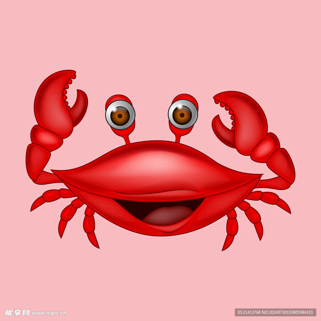 手绘线描螃蟹 