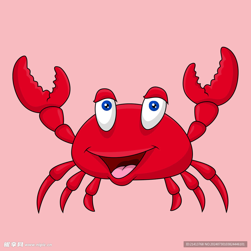 手绘线描螃蟹 
