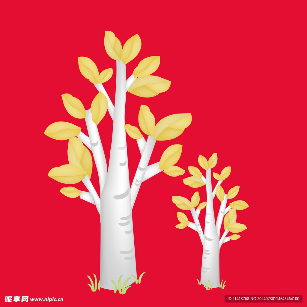 手绘绿植绿叶
