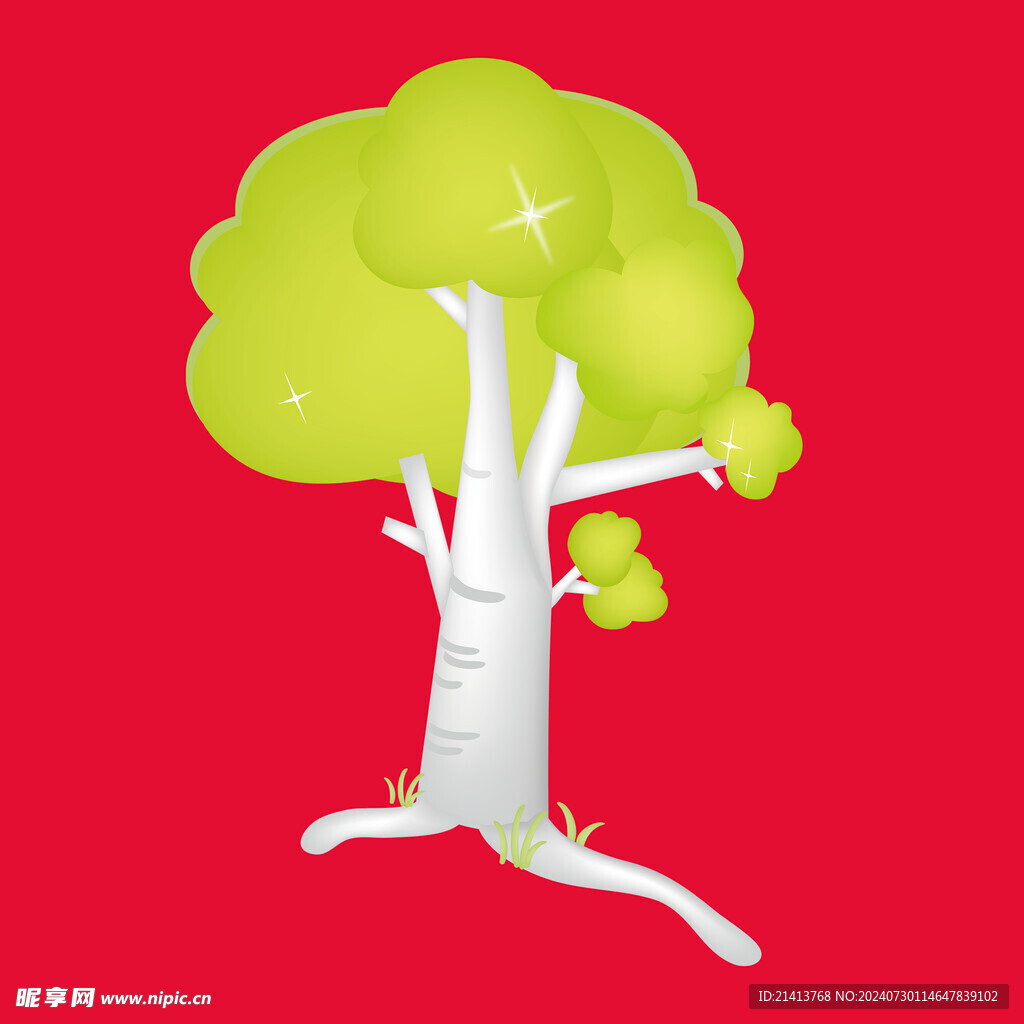 手绘绿植绿叶