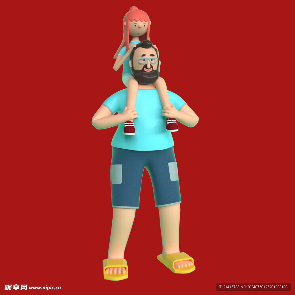 手绘亲子人物 