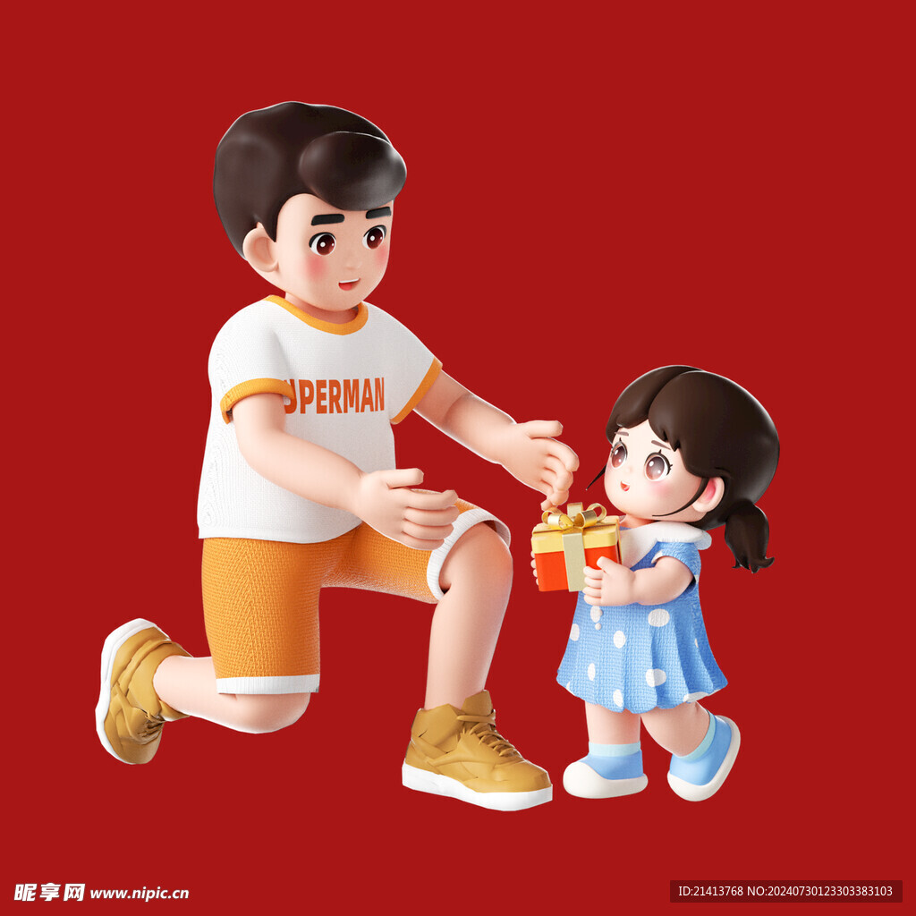 手绘亲子人物 