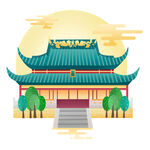 彩色卡通手绘城市地标
