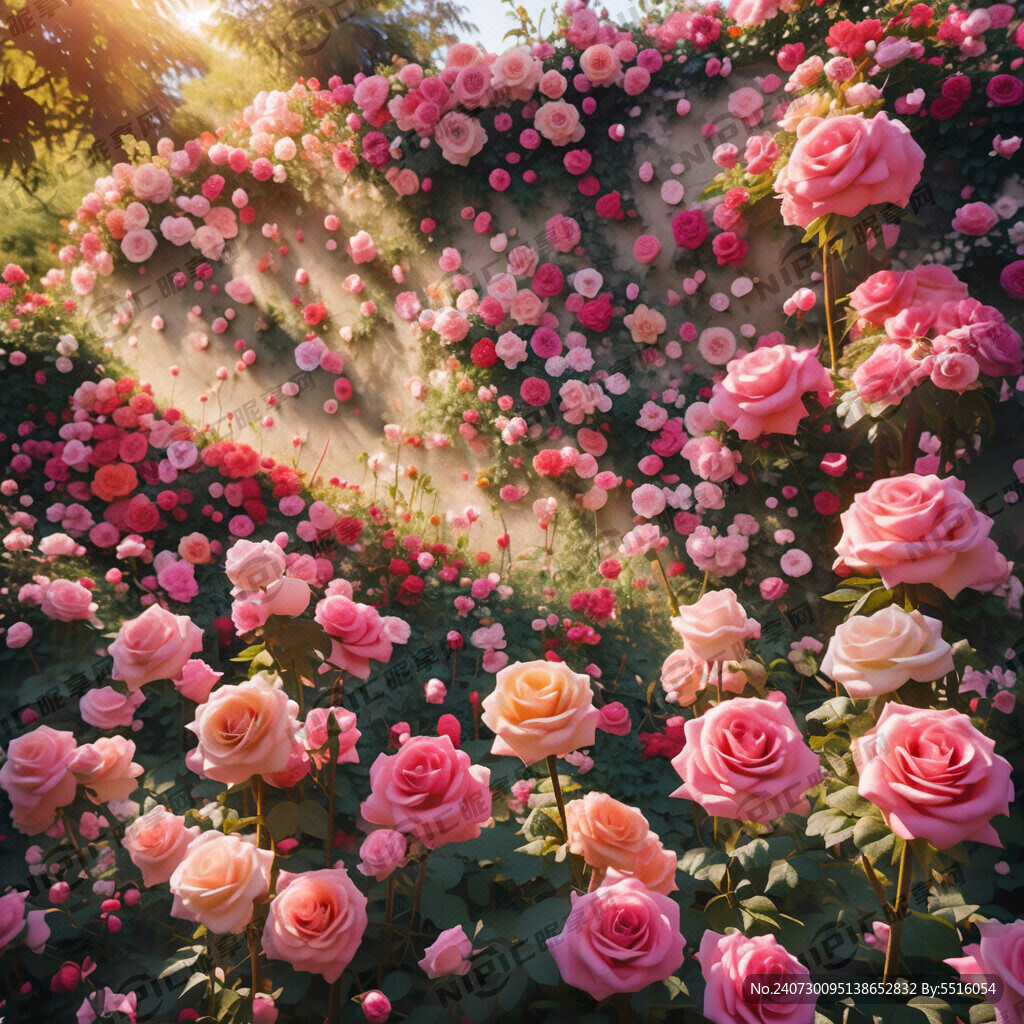 景区玫瑰花打卡墙