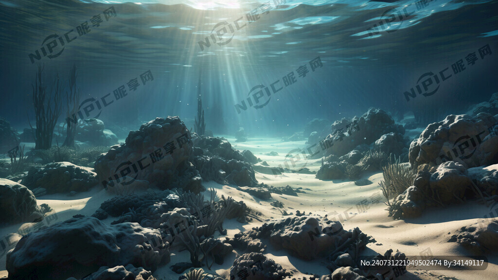 海底 沙子 石头 丁达尔效应
