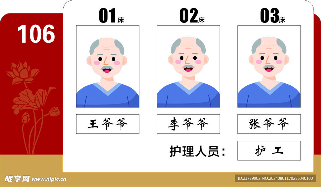 养老院人员信息门牌