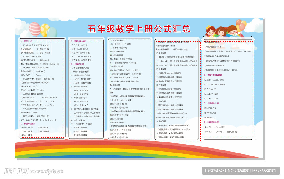 五年级数学公式汇总