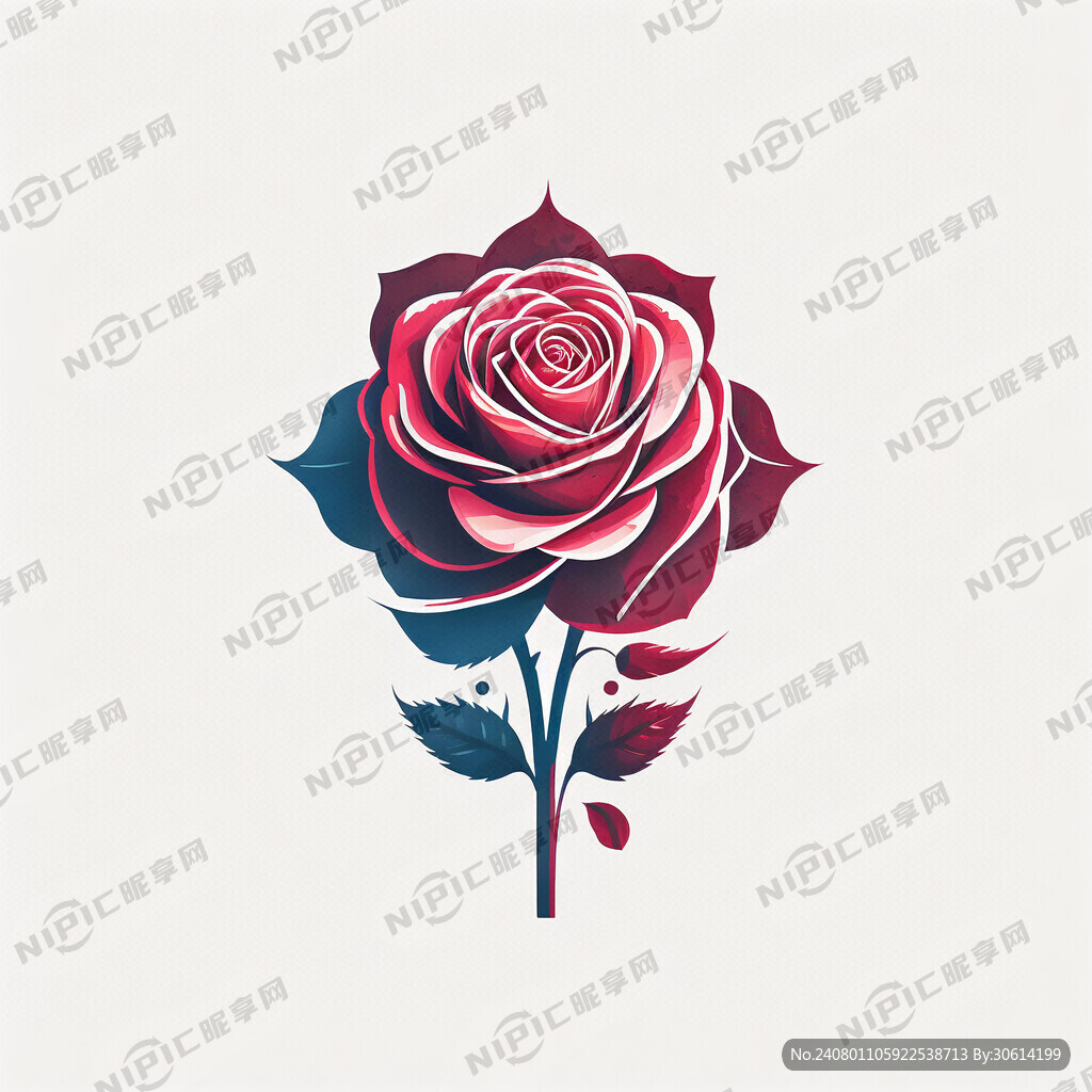 蔷薇花 标志设计 抽象简易