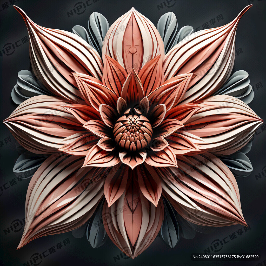 抽象 花朵 造型 粗线条 对称