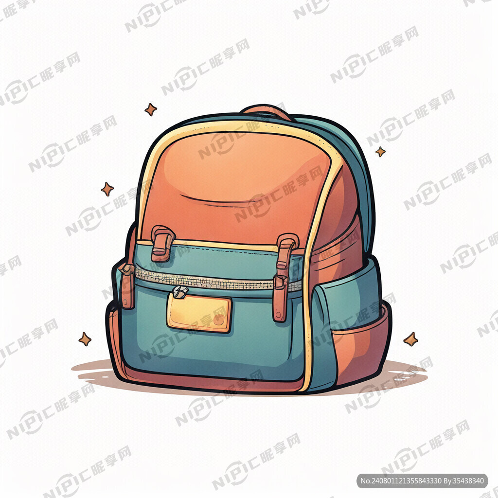 卡通 打开口的书包 平躺