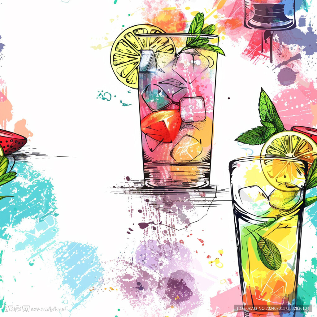 洋酒果汁饮料鸡尾酒背景