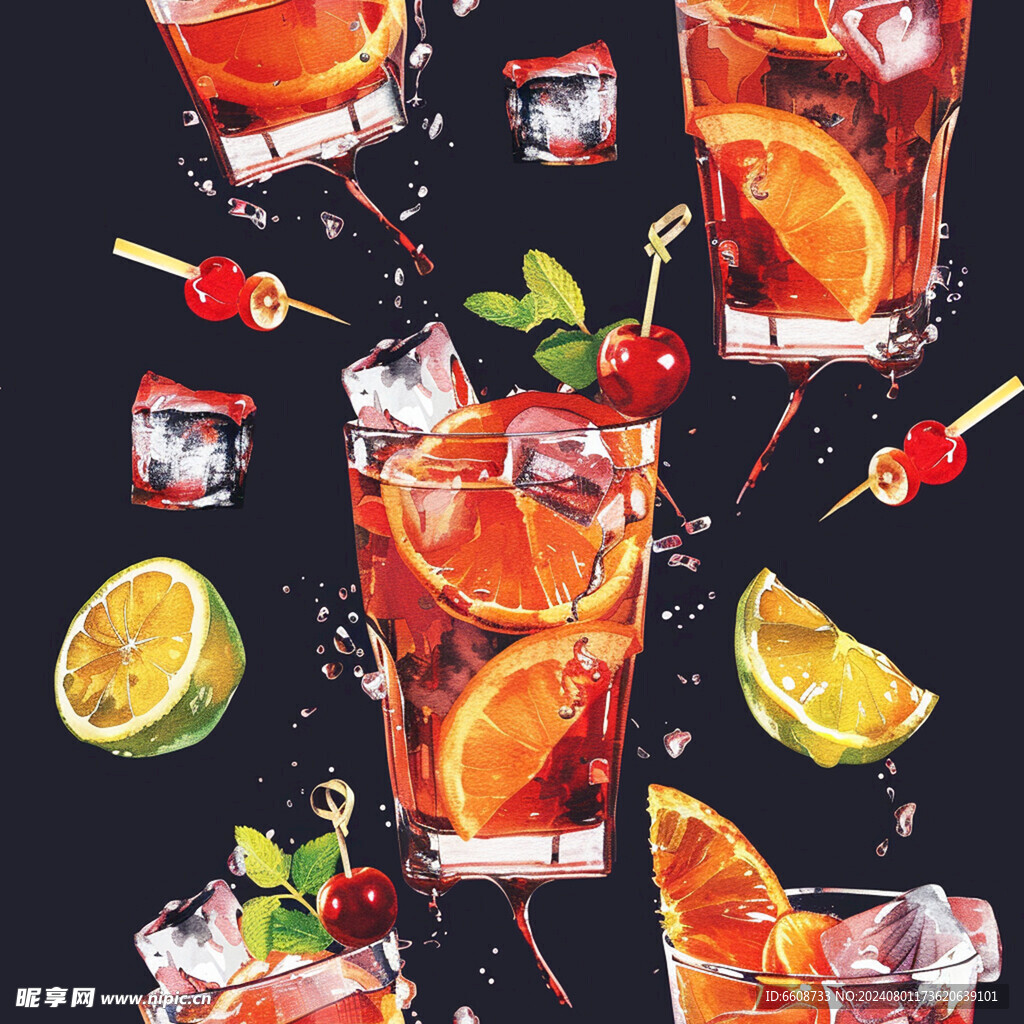 鸡尾酒果汁饮料调制酒素材