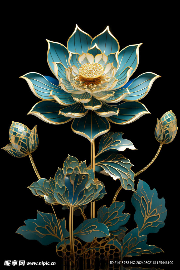 浮雕点翠莲花 