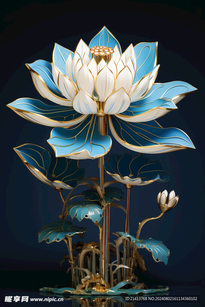 浮雕点翠莲花 