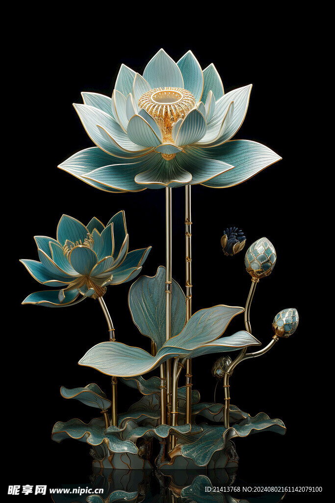 浮雕点翠莲花 