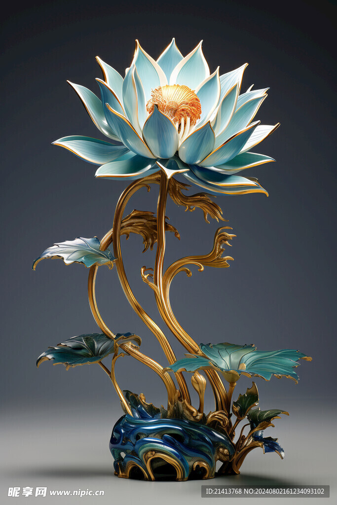 浮雕点翠莲花