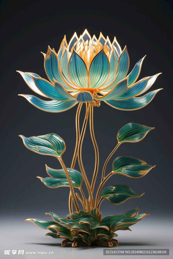 浮雕点翠莲花 