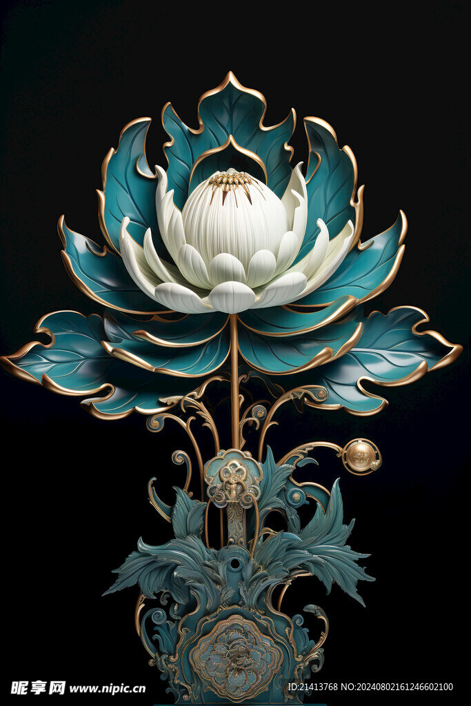 浮雕点翠莲花