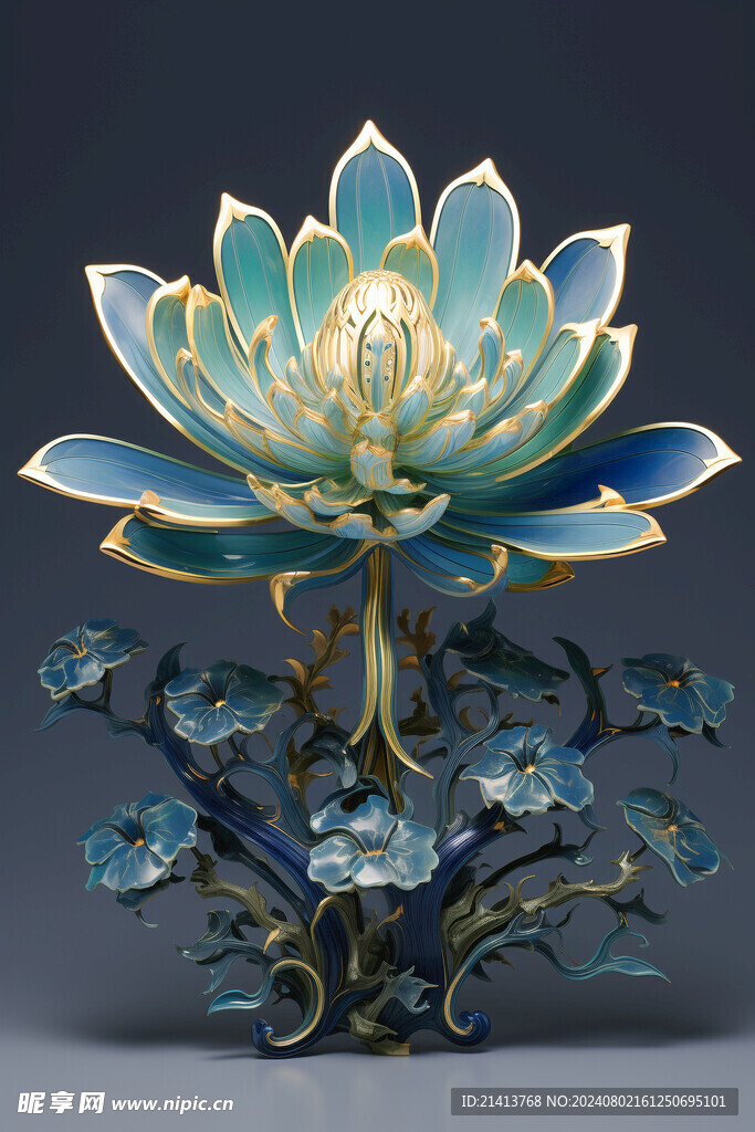 浮雕点翠莲花 