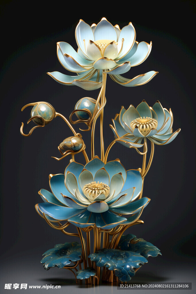 浮雕点翠莲花 