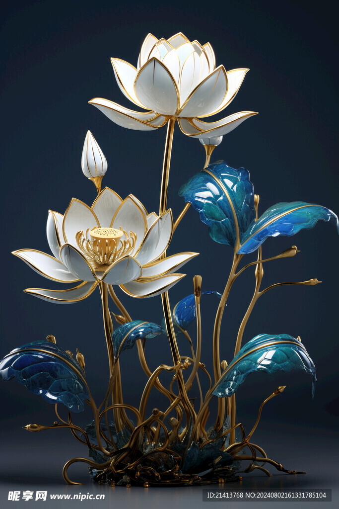 浮雕点翠莲花