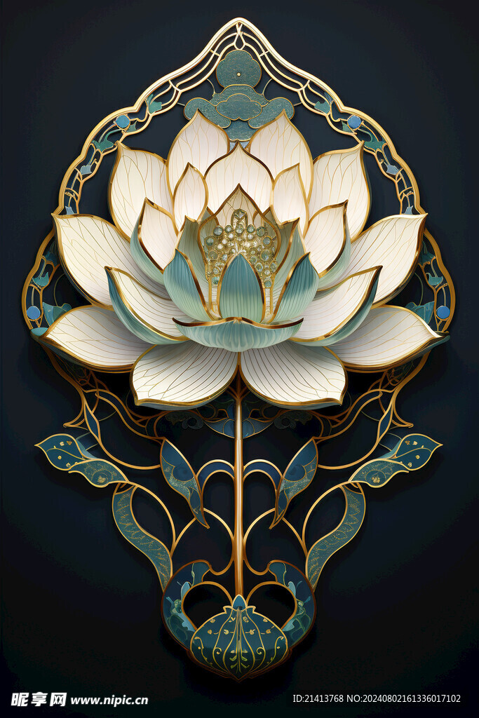 浮雕点翠莲花 