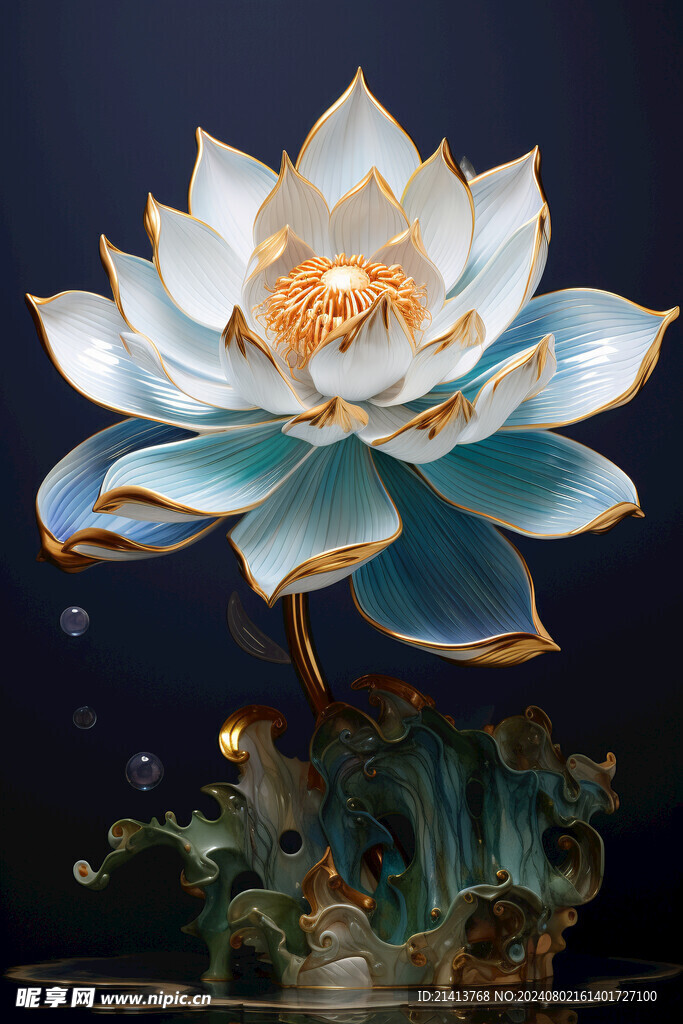 浮雕点翠莲花