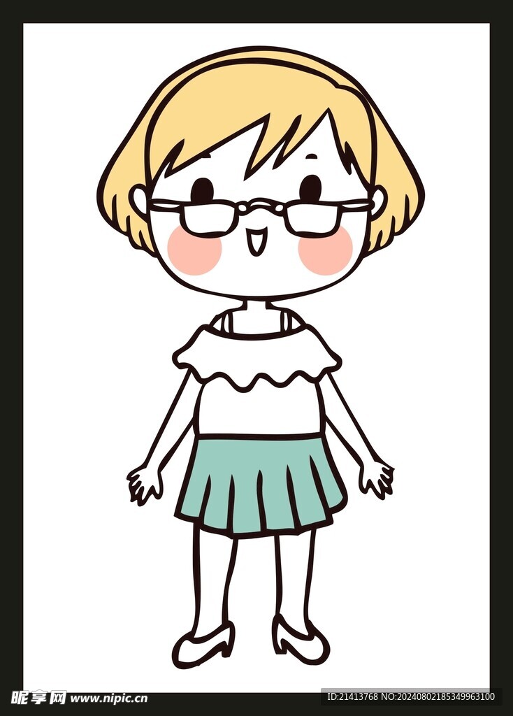手绘女孩女人