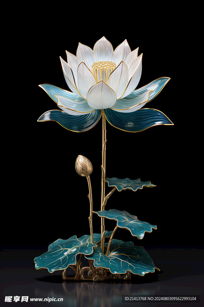 浮雕点翠莲花 
