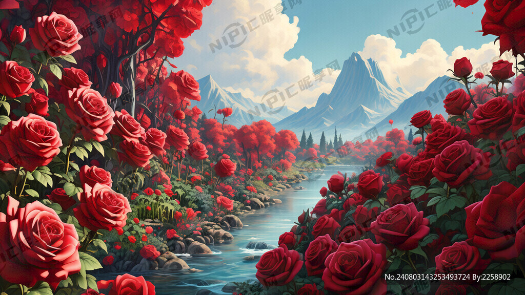 红玫瑰花园 有山 有水