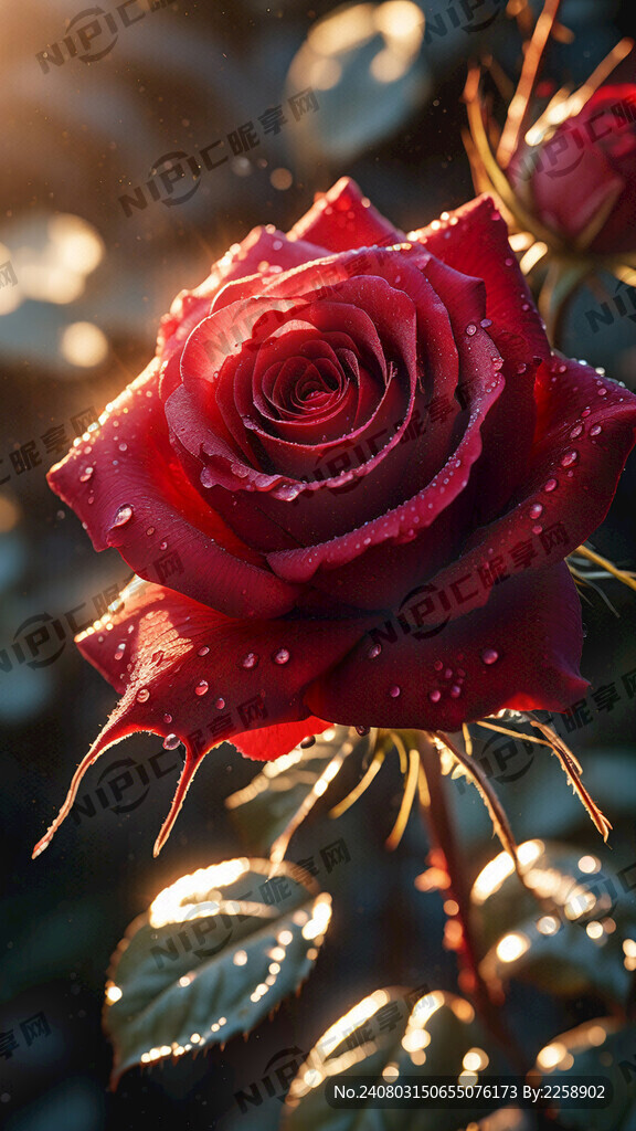 红玫瑰特写 晶莹剔透 梦幻