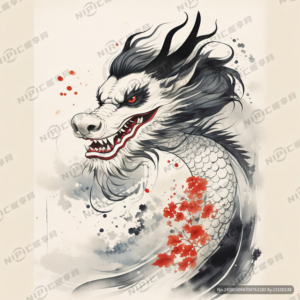 浮世绘风格中国龙