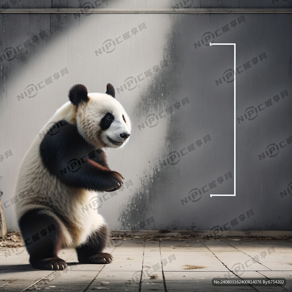 一只熊猫 指向右