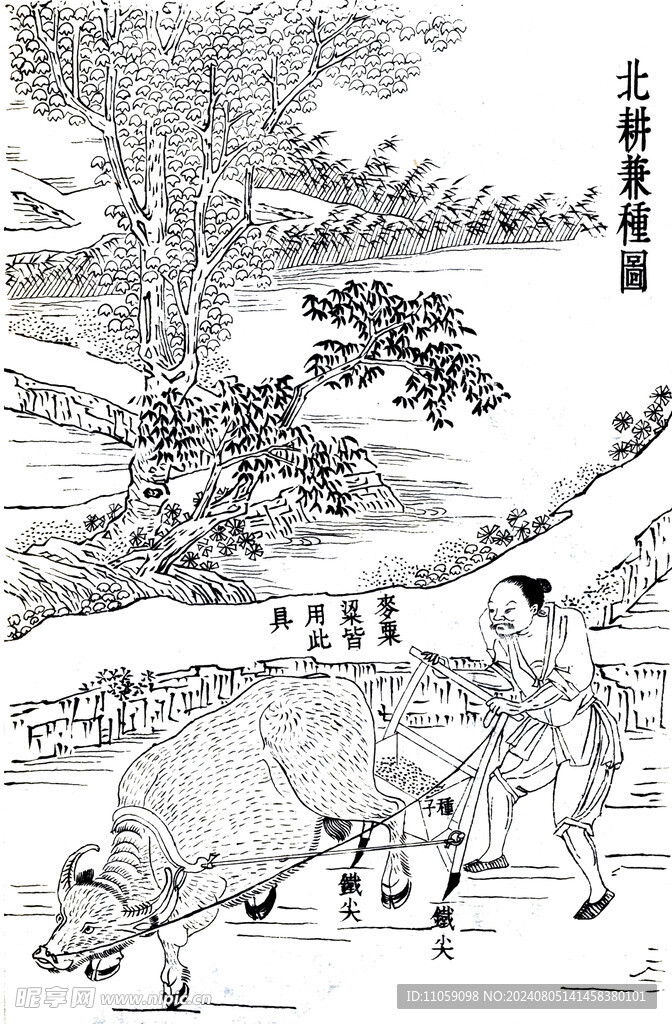 北耕兼种图