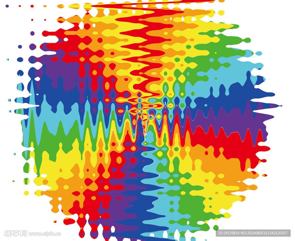 彩虹水波纹透明底色图片