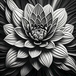 抽象，花朵，造型，黑白灰，线条，对称，简约，端正，线条圆滑