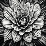 抽象，花朵，造型，黑白线条，对称，简约，端正，线条圆滑