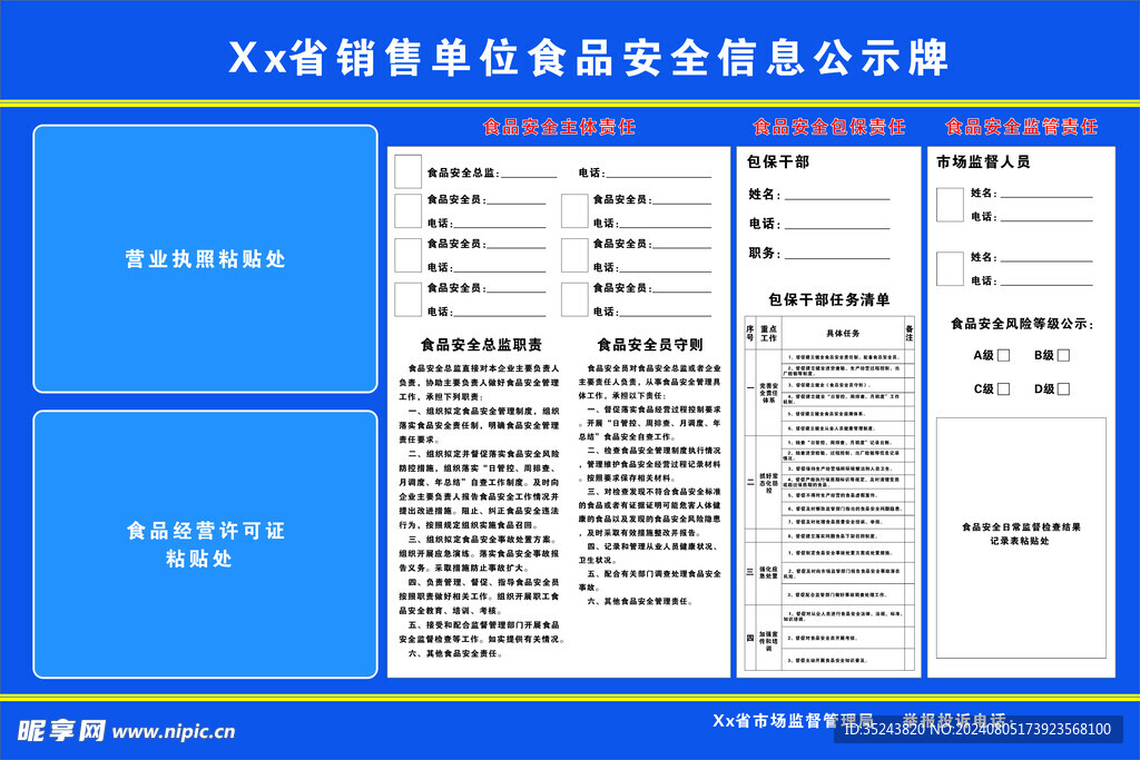 食品安全公示牌