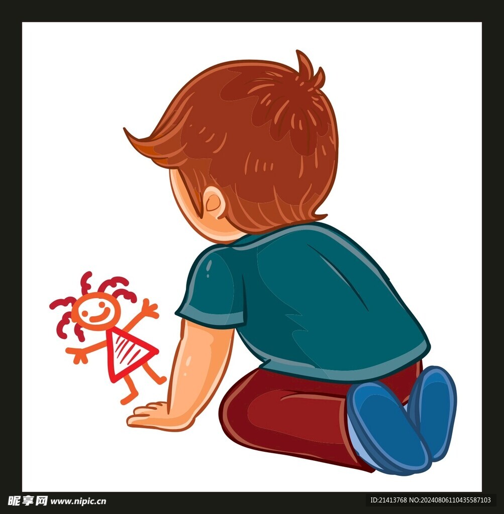 手绘儿童男孩